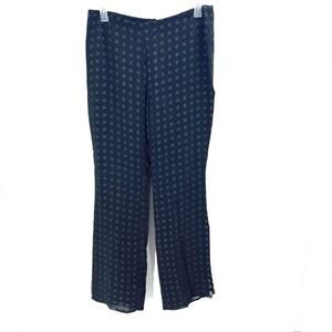 AKRIS Black White Polka Dot 100% Silk Layered Pants Leg Slits